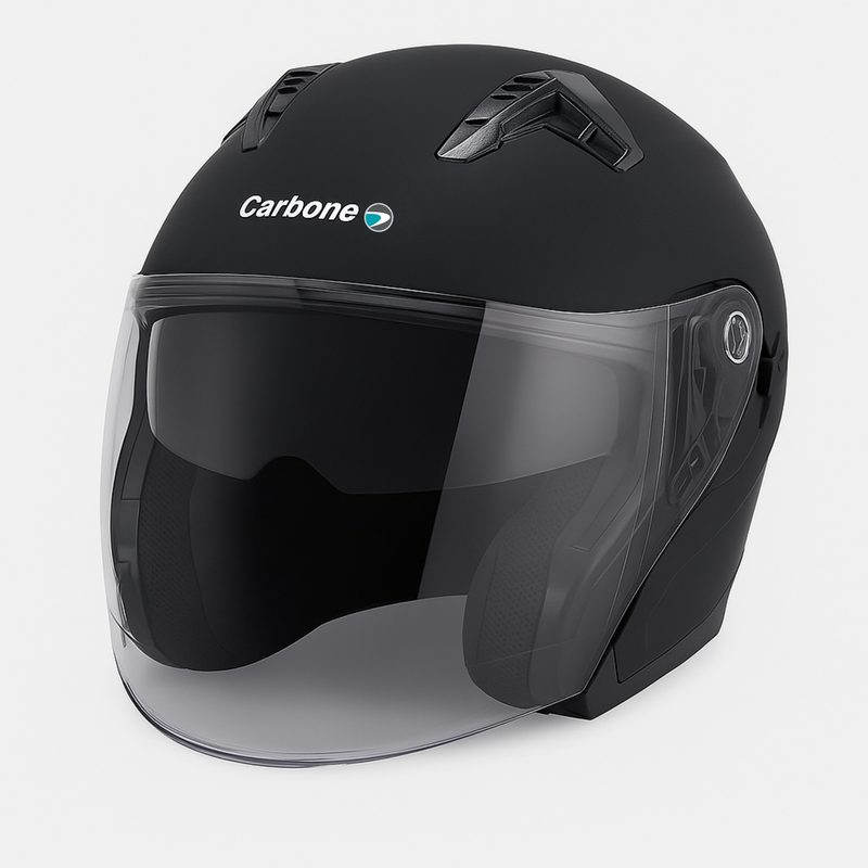 Cascos Abiertos color negro mate, certificados DOT, Carbone Air.