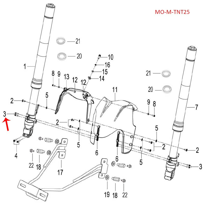 Amortiguador delantero derecho (TNT25) (CODIGO ANTERIOR MO-REP-43300N220020)