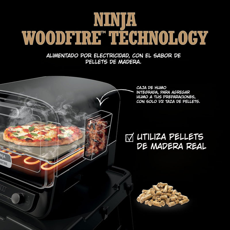 Horno de exteriores 8 en 1 Ninja Woodfire Outdoor. Asador ahumador OO101.