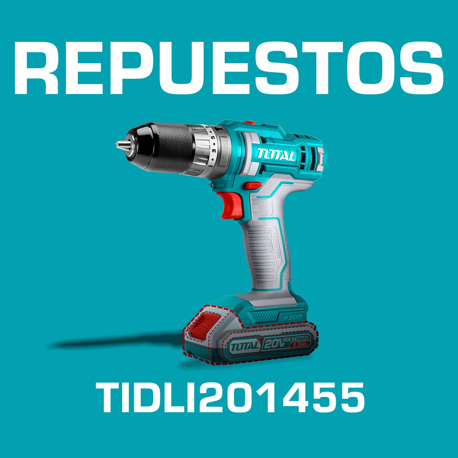 Repuestos Drill Taladro Inalámbrico Función Impacto 20V 3/8" 45 Nm  Codigo  TIDLI201455