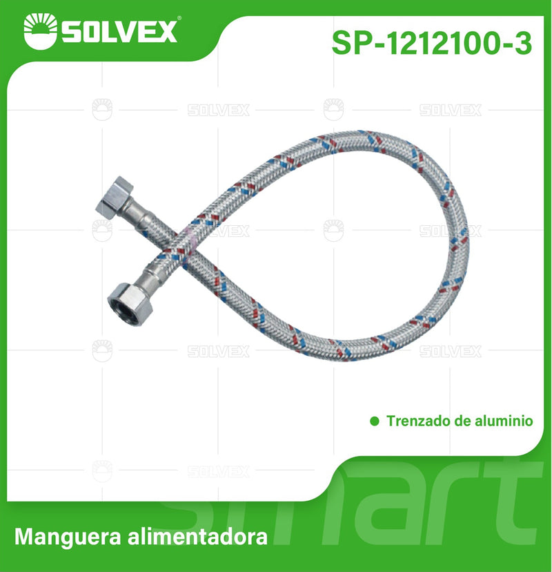 Tubo De Abasto Manguera Flexible 100Cm. Aluminio Trenzado Con Tuercas Metálicas H1/2'' x H1/2''.