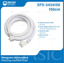 Manguera de Abasto para Lavadora 150cm 3/4"x3/4". Tubo PVC Reforzado.