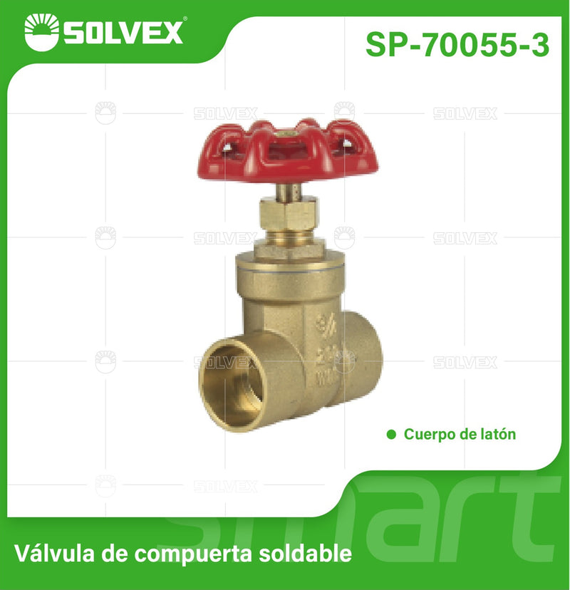 Válvula De Compuerta 1" De Latón Para Soldar 200 PSI.