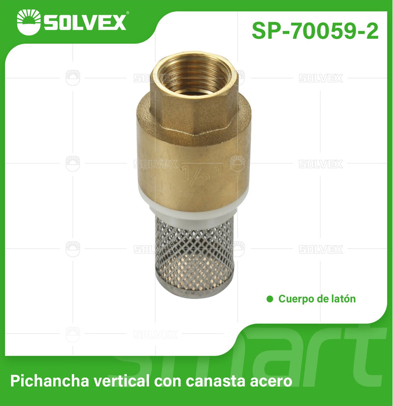 Válvula De Pie Check 3/4" Con Resorte Y Filtro De Acero Inoxidable. Evita Retroceso De Agua.