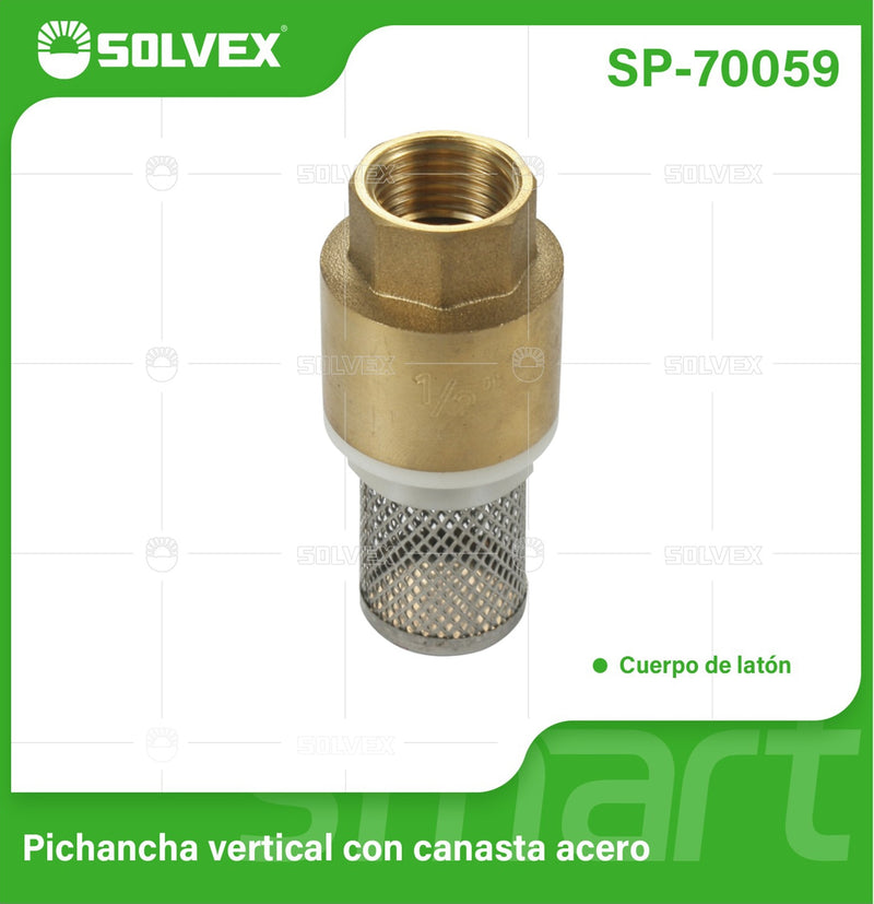 Válvula De Pie Check 1/2" Con Resorte Y Filtro De Acero Inoxidable. Evita Retroceso De Agua.