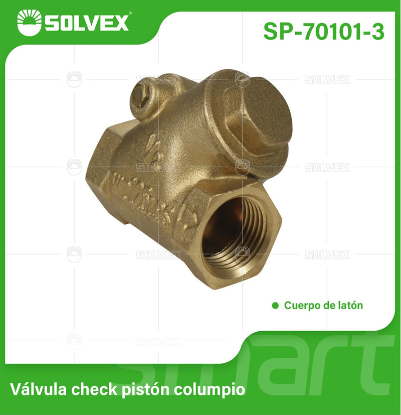 Válvula Check Tipo Y 1" De Columpio. Cuerpo De Latón 200 PSI.