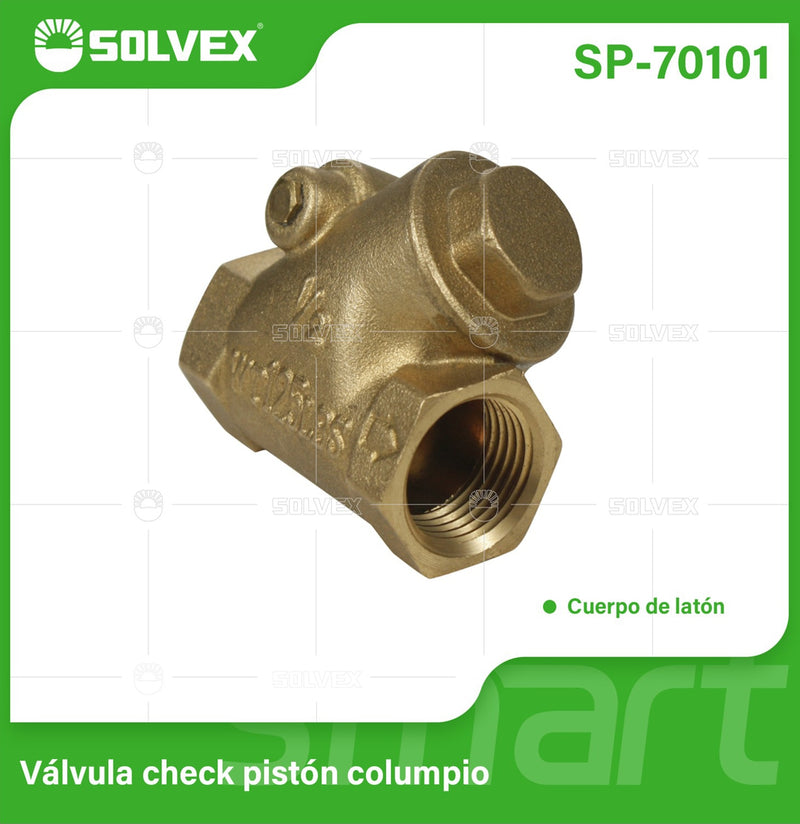 Válvula Check Tipo Y 1/2" De Columpio. Cuerpo De Latón 200 PSI.