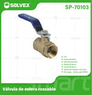 Válvula De Bola 1/2" Roscable De Latón Con Manija Metálica. Para Agua, Aceite Y Gas (WOG).