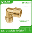 Codo De 90° 1/2" x 1/2" NPT De Latón. Conector Para Gas Y Plomería.