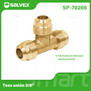 Conector Tipo T 3/8" Flare De Latón. Tee Unión De 3 Vías Para Gas Y Plomería.