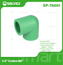 Codo PPR 90° 1/2". Conector Termofusión Para Agua Fría y Caliente. Alta Presión.