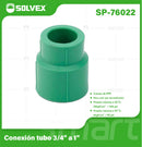 Reducción PPR 3/4" a 1". Conexión Termofusión para Tuberías de Agua. Adaptador reductor.