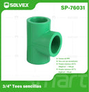 Tee PPR 3/4". Conector en T para Tuberías de Agua. Unión Termofusión.
