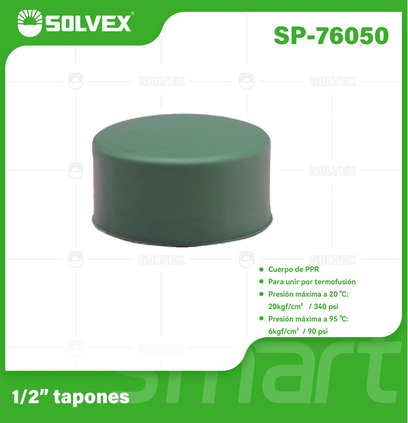 Tapón PPR 1/2". Conexión Termofusión para Tuberías de Agua. Tapa de Cierre.