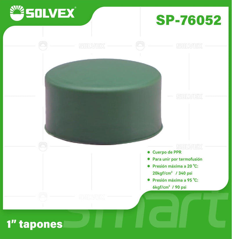 Tapón PPR 1". Conexión Termofusión para Tuberías de Agua. Tapa de Cierre.