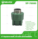 Adaptador PPR Macho 1/2" con Inserto de Acero Inoxidable. Conector Termofusión para Agua.