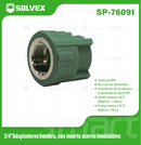 Adaptador PPR Hembra 3/4" con Inserto en Acero Inoxidable. Conector Termofusión para Agua.