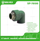 Codo PPR 90° 1/2" con Rosca Macho en Acero Inoxidable. Conector Termofusión para Agua.