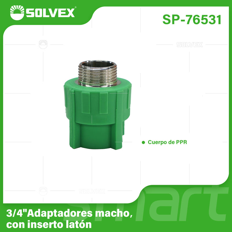 Adaptador PPR 3/4" Macho. Unión Conector Termofusión para Agua.