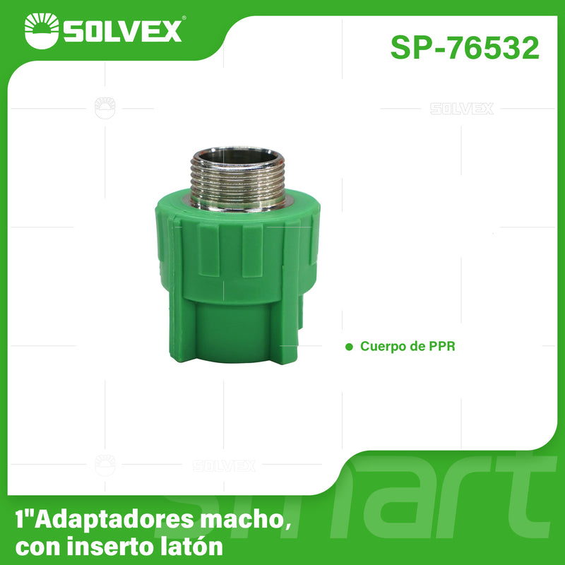 Adaptador PPR 1" Macho. Unión Conector Termofusión para Agua.