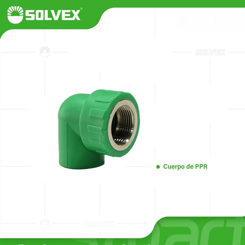 Codos PPR 90° con Rosca Hembra. Conectores Termofusión para Agua.