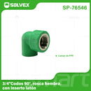 Codo PPR 90° 3/4" con Rosca Hembra. Conector Termofusión para Agua