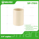 Cople CPVC 3/4". Conexión Termofusión. Unión Recta para Agua Caliente y Fría. Coupling.