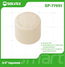 Tapón CPVC 3/4". Cierre Hermético para Agua Caliente y Fría. Conexión Termofusión.