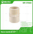 Adaptador CPVC Macho 3/4". Conector final Roscado para Agua Caliente y Fría.