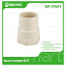 Adaptador CPVC Hembra 3/4". Conector Final Roscado para Agua Caliente y Fría.