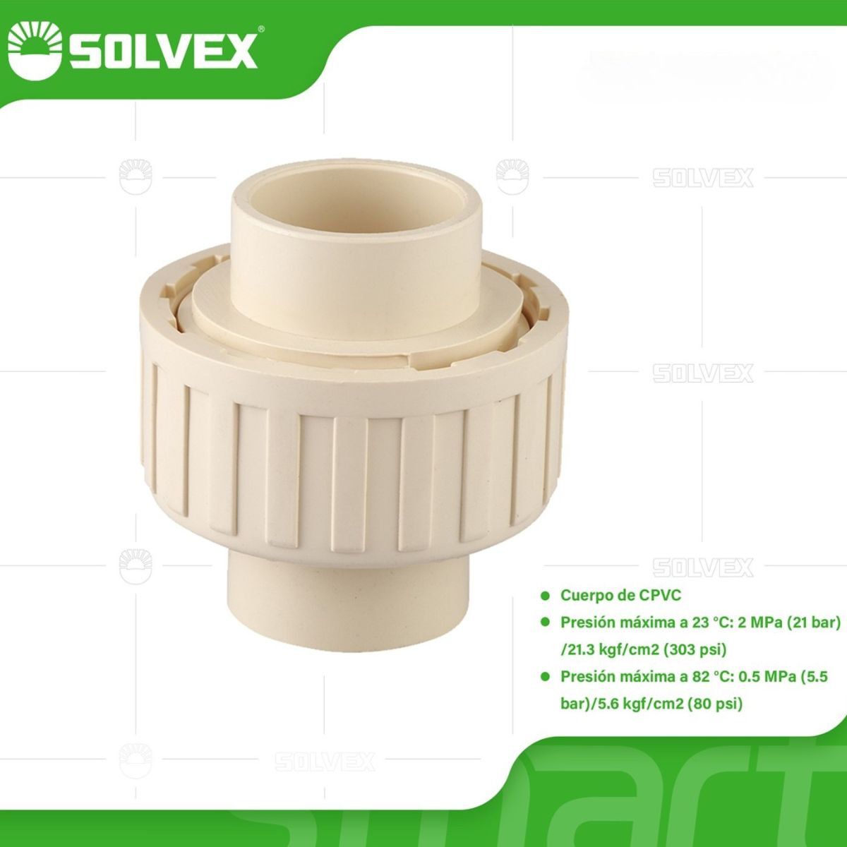 Unión universal CPVC. Conectores Desmontables para Agua Caliente y Fría. Couplings.