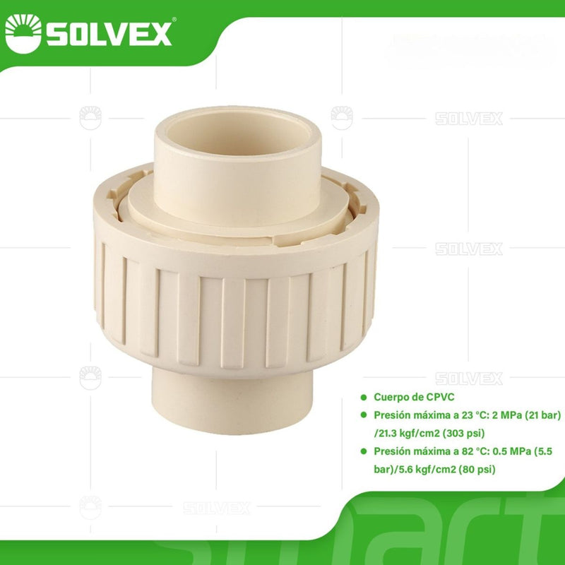 Unión universal CPVC. Conectores Desmontables para Agua Caliente y Fría. Couplings.