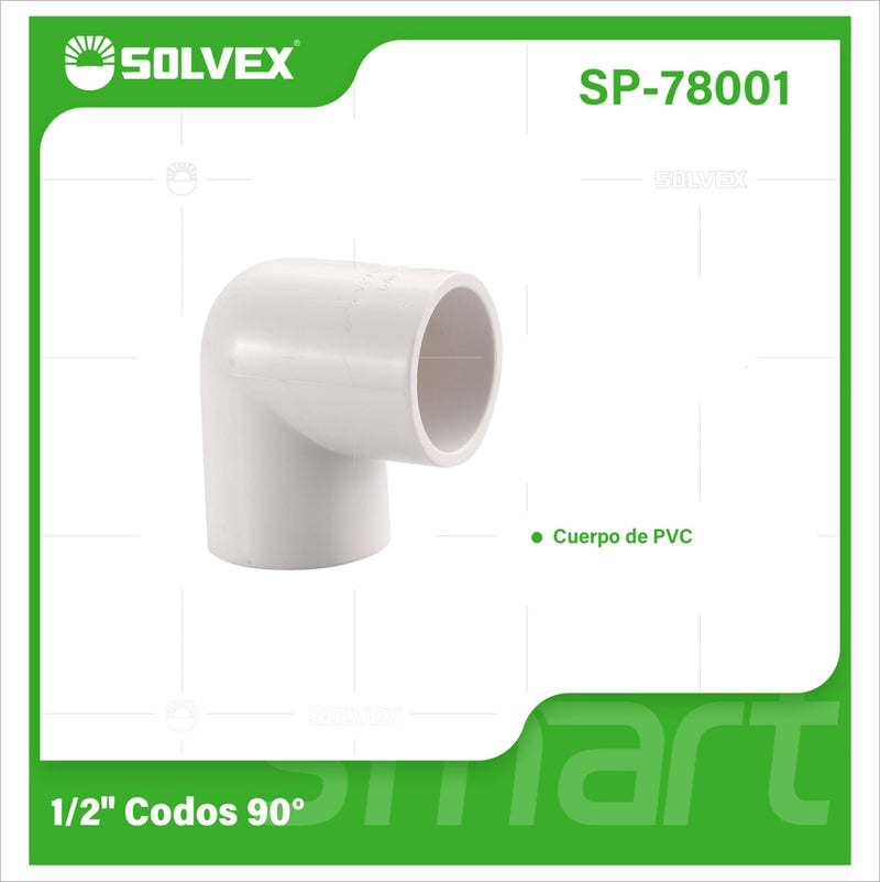 Codo PVC 90°  1/2" para Agua Potable.