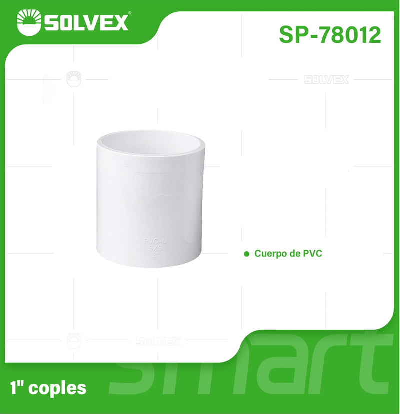 Cople de PVC 1" para Agua Potable. Unión de Tuberías Resistente.