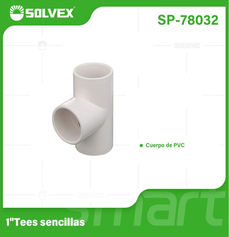Tee PVC 1". Unión Conector en T para Agua Potable.