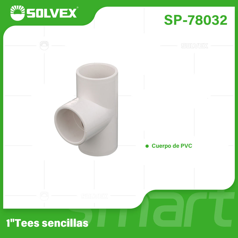 Tee PVC 1". Unión Conector en T para Agua Potable.