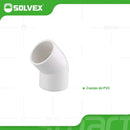 Codos PVC de 45°. Conectores de Tuberías para Agua Potable.