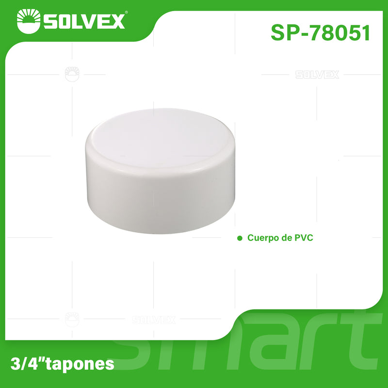 Tapón PVC 3/4". Tapa de Cierre para Tuberías de Agua Potable.