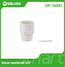 Adaptador Macho PVC 3/4". Conector Roscado para Tuberías de Agua Potable.