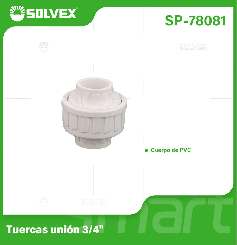 Unión Universal PVC 3/4". Conector Desmontable para Agua Potable. Coupling.