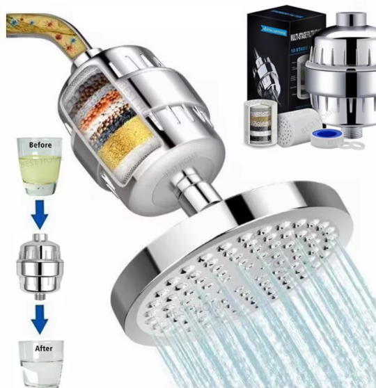 Filtro de agua para ducha regadera de 10 etapas. Protege la piel y cuida de la caída del cabello.