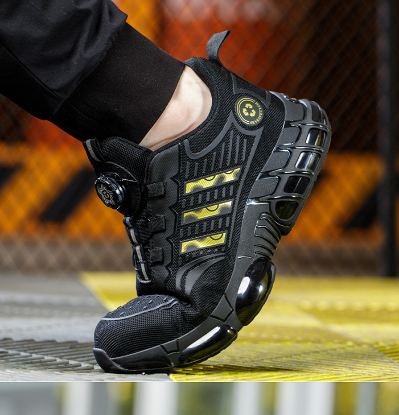 Botas Zapatillas De Seguridad con Punta De Acero. Color negro y blanco. Calzado de Trabajo Atlético.