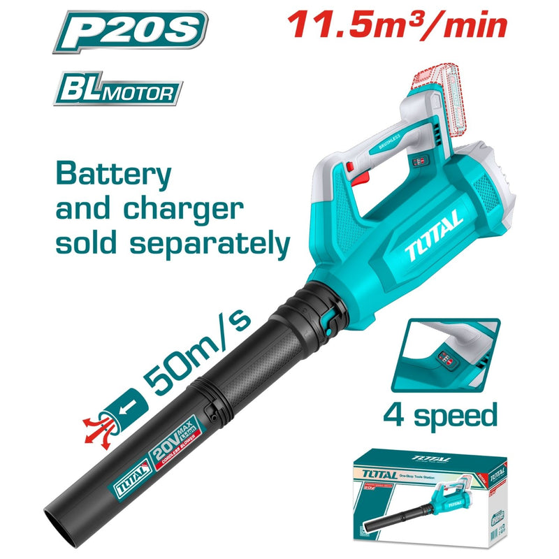 Soplador de batería 20V Motor sin escobillas. Veloc sin carga: 14,000 -20,000 rpm.  No incluye batería ni cargador.
