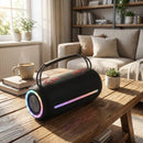 Bocina Bluetooth 5.3 Portátil 20W. Speaker altavoz Inalámbrico RGB con Radio FM, USB, AUX, TF, TWS, Batería 2400mAh y Función Power Bank.