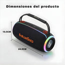 Bocina Bluetooth 5.3 Portátil 20W IPX6. Altavoz Inalámbrico con USB, FM, AUX, TWS y Batería 3000mAh. Speaker Parlante con Iluminación RGB.