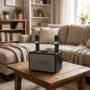 Bocina Portátil con dos Micrófonos Inalámbricos para Karaoke. Speaker Altavoz Bluetooth con FM, SD, AUX y Batería 2400mAh.