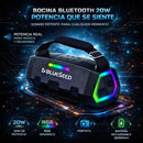 Bocina Bluetooth 20W de Alta Potencia. Altavoz Inalámbrico con Iluminación RGB. Parlante Portátil con Batería Recargable 3600mAh.