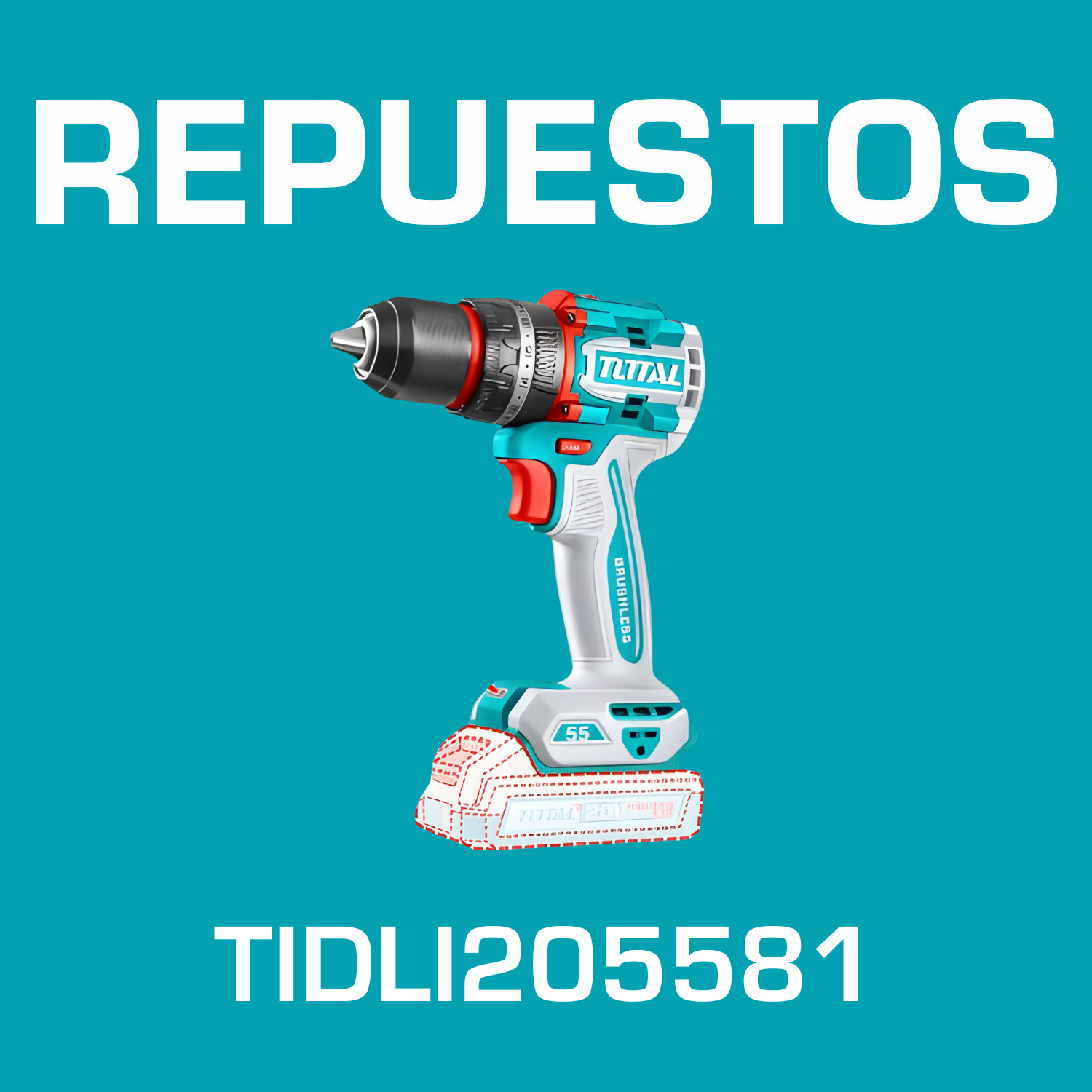 Repuestos de Taladro Inalámbrico de 1/2" 20V Función de Impacto. Motor sin escobillas Código TIDLI205581