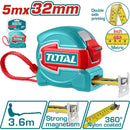 Cinta Métrica de acero (Métrico / Pulgada) de 5m x 32mm. Gancho doble con imán.