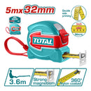 Cinta Métrica de acero (Métrico / Pulgada) de 5m x 32mm. Gancho doble con imán.